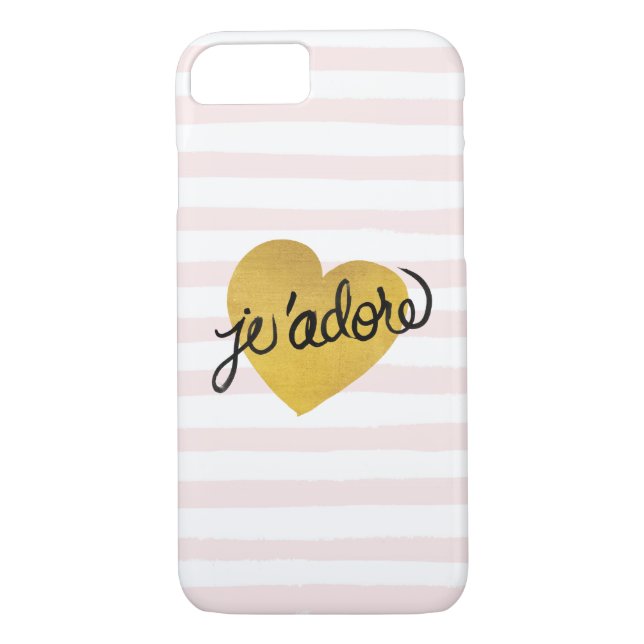 J'adore Quote | Black & Gold Heart Case-Mate iPhone Case (Back)