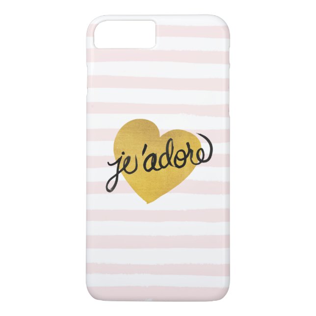 J'adore Quote | Black & Gold Heart Case-Mate iPhone Case (Back)
