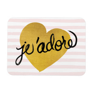 J'adore Quote   Black & Gold Heart Magnet