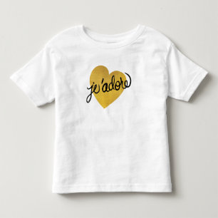 J'adore Quote Black & Gold Heart Toddler T-Shirt