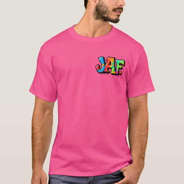 JAF graffiti style - colourful urban art typograph T-Shirt (Front)