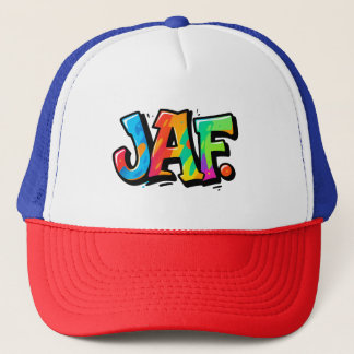 JAF graffiti style - colourful urban art typograph Trucker Hat