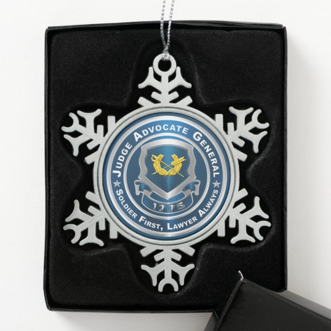JAG judge Advocate General  Snowflake Pewter Christmas Ornament (Box)