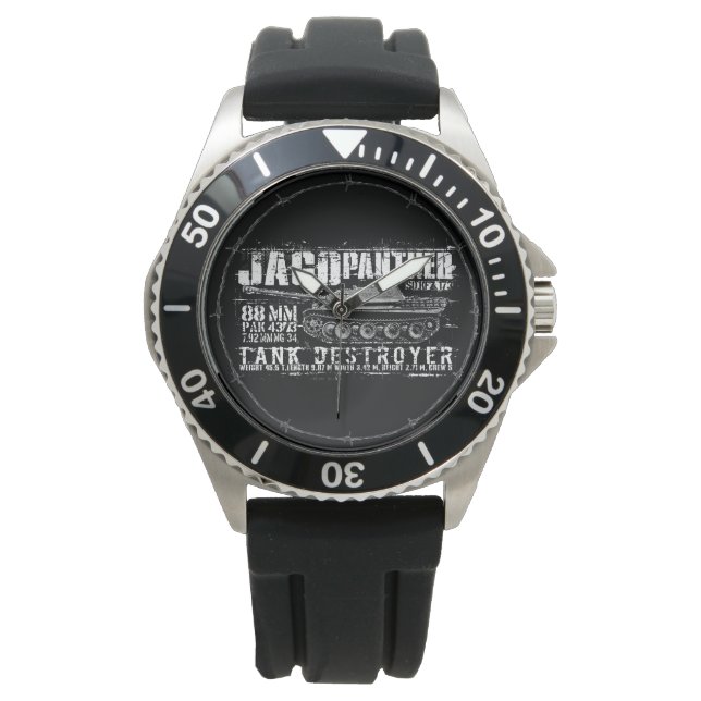 Jagdpanther Crown Protector Black Rubber Watch (Front)