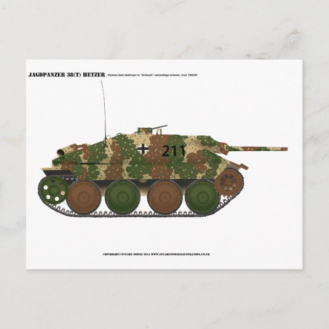 Jagdpanzer 38(t) Hetzer in "ambush" camouflage Postcard (Front)