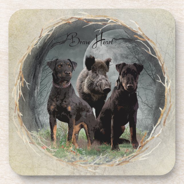 Jagdterrier , brave heart  tapestry poster acrylic coaster (Front)