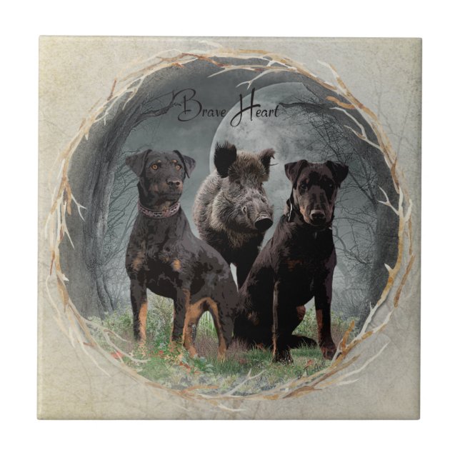 Jagdterrier , brave heart  tapestry poster acrylic tile (Front)