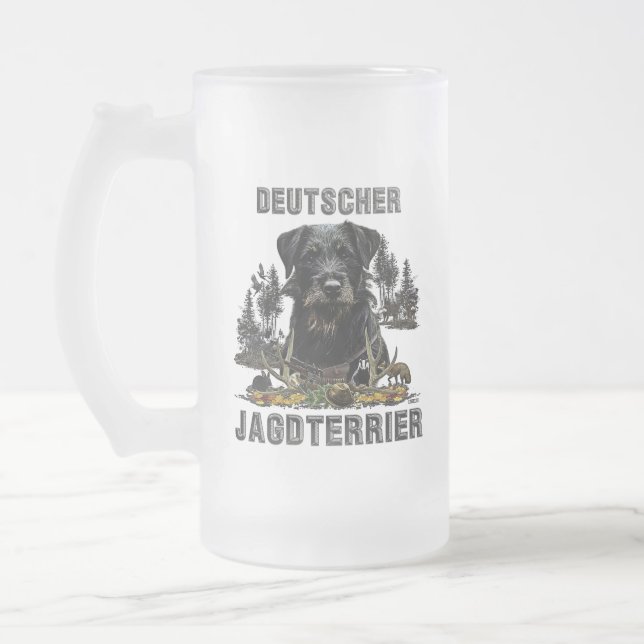 Jagdterrier  frosted glass beer mug (Left)