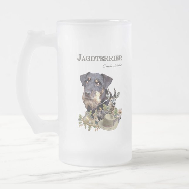 Jagdterrier  frosted glass beer mug (Left)
