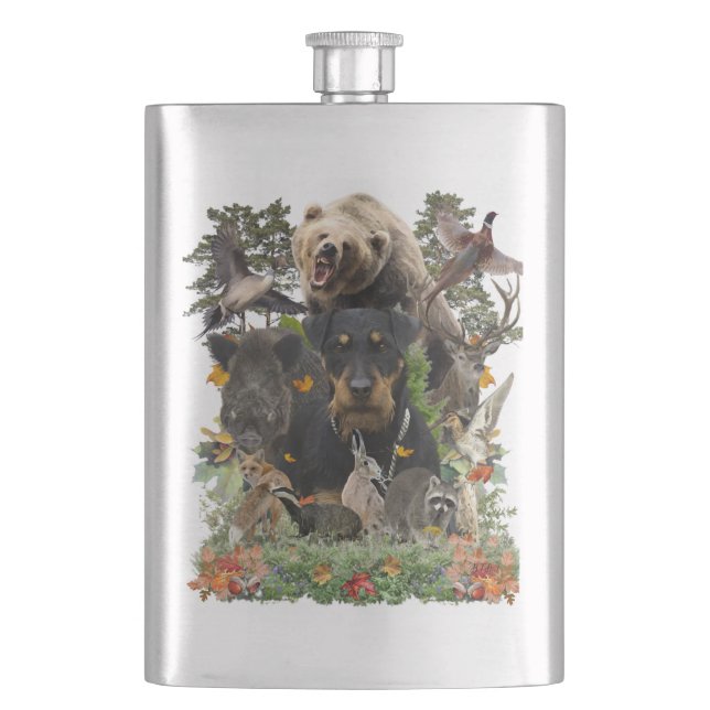 Jagdterrier, German Hunting Terrier Tapestry Poste Hip Flask (Front)