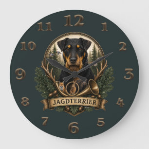 Jagdterrier , Hunting Logo Large Clock