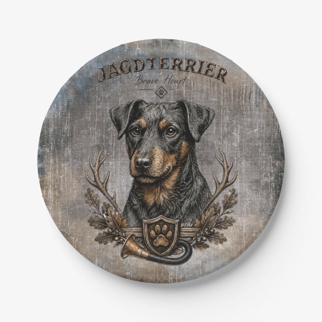 Jagdterrier ,  Hunting Logo Paper Plate (Front)