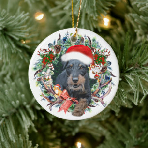 Jagdterrier,Merry Christmas Ceramic Tree Decoration
