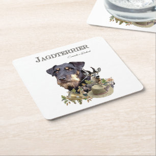 Jagdterrier square paper coaster