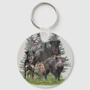Jagdterrier Sticker Button Key Ring