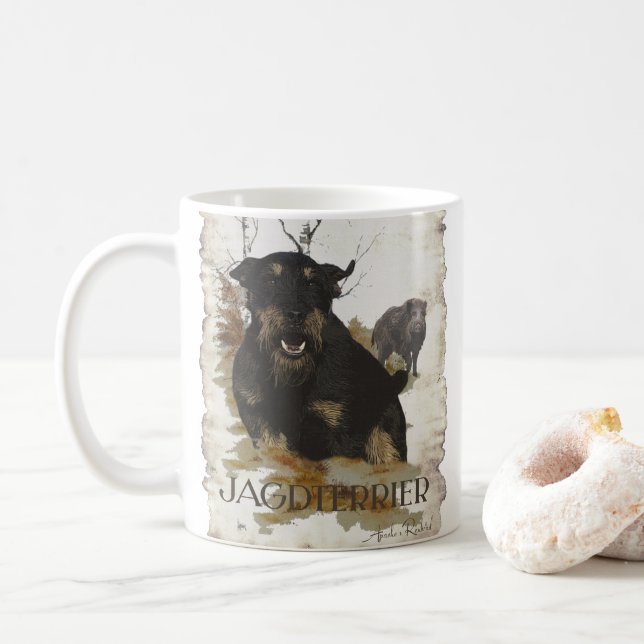 Jagdterrier T-Shirt Coffee Mug (With Donut)