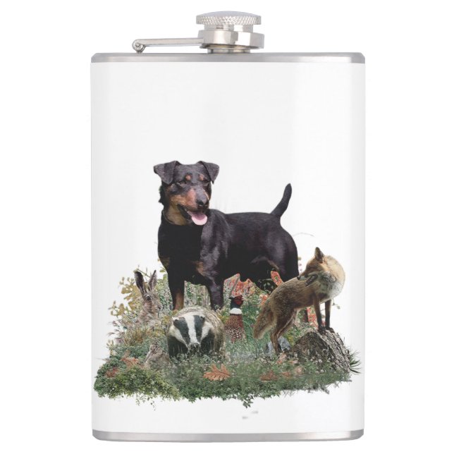 Jagdterrier Tapestry Ceramic Ornament Gift Box Cof Hip Flask (Front)