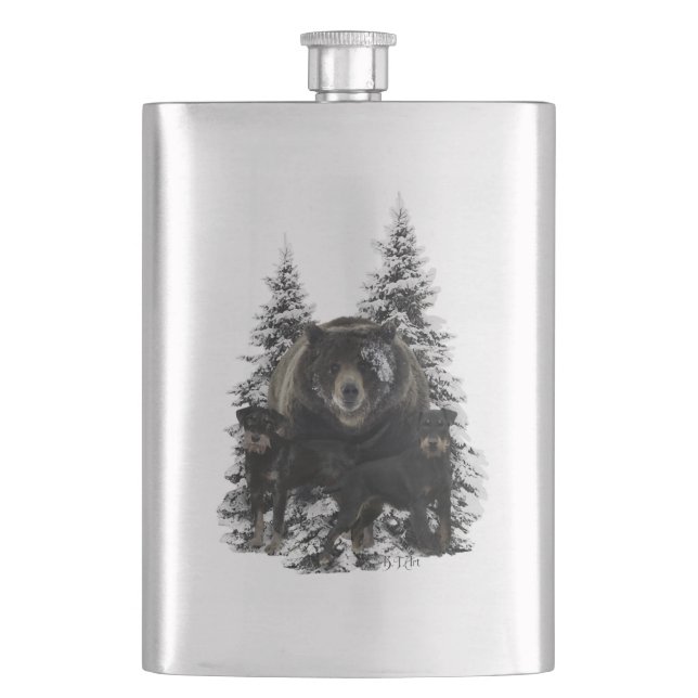 Jagdterrier Tapestry Poster Acrylic Print Triptych Hip Flask (Front)