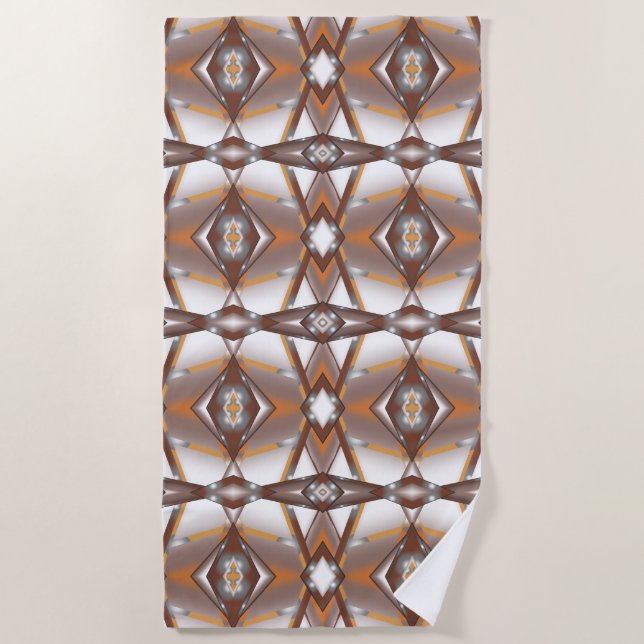 Jagged Edge Concentric Earth Tone Ombre Art Beach Towel (Front)