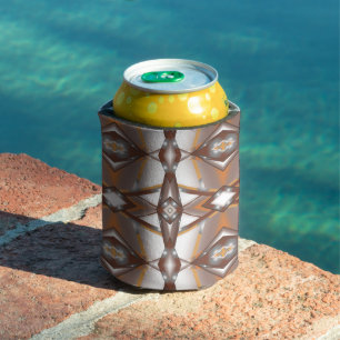 Jagged Edge Concentric Earth Tone Ombre Art Can Cooler