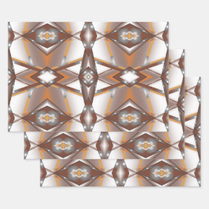 Jagged Edge Concentric Earth Tone Ombre Art Wrapping Paper Sheet