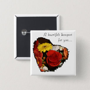 Jagged Edge Heart Bouquet Photograph Custom 15 Cm Square Badge