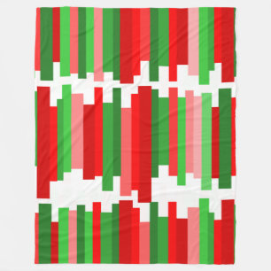Jagged Lines – Red and Green  Fleece Blanket
