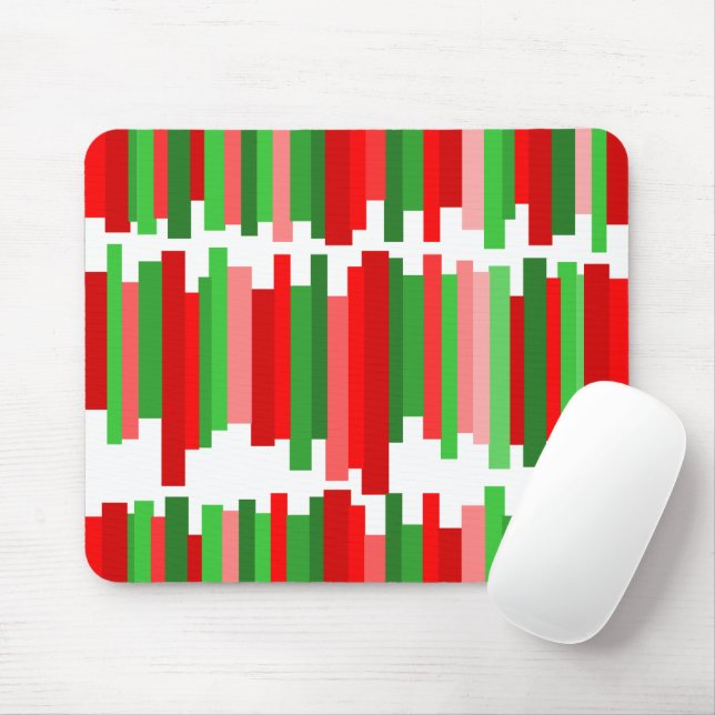 Jagged Lines – Red and Green   Mouse Mat (With Mouse)