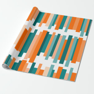 Jagged Lines – Teal and Orange  Wrapping Paper