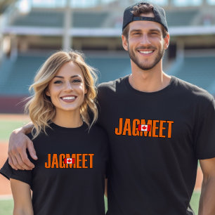 Jagmeet Orange Bold Text Canadian Flag Colour T-Shirt