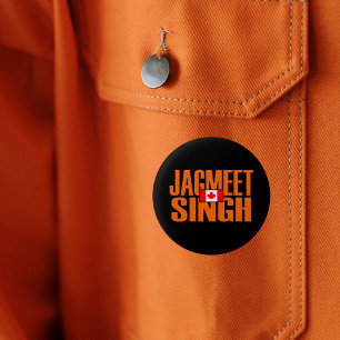 Jagmeet Singh Orange Block Text Canadian Flag 6 Cm Round Badge