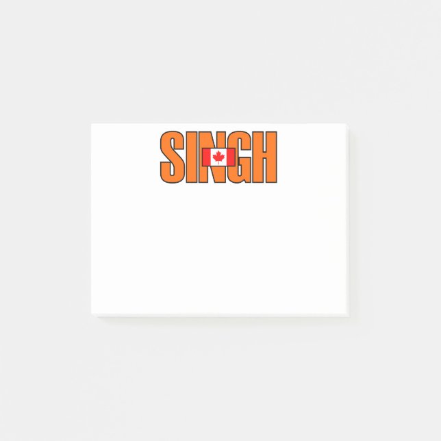 Jagmeet Singh Orange Bold Text Canadian Flag Post-it Notes (Front)