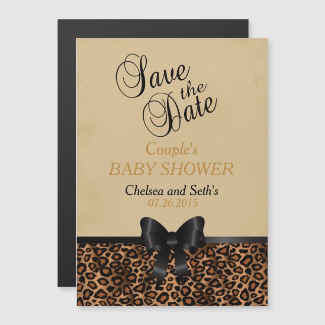 Jaguar Animal Cat Pattern | Baby Shower Magnetic Invitation (Front/Back)