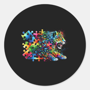 Jaguar Autism Awareness Month Autistic Colourful Classic Round Sticker