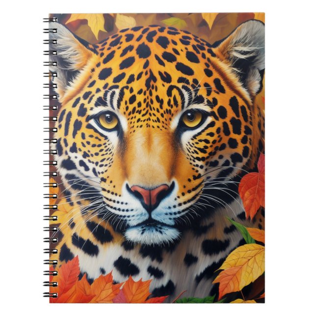 Jaguar Autumn Feline Art Notebook (Front)