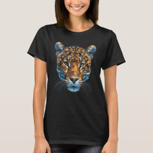 Jaguar Big Cat Polygon Geometric Print Design T-Shirt