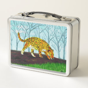 Jaguar Big Cat Wildlife Art Metal Lunch Box