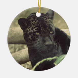 Jaguar Black Panther Art Ceramic Tree Decoration