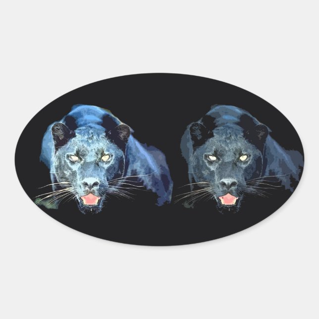 Jaguar - Black Panther Oval Stickers (Front)
