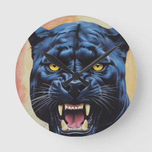 Jaguar - Black Panther  Round Clock