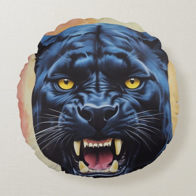Jaguar - Black Panther  Round Cushion (Front)