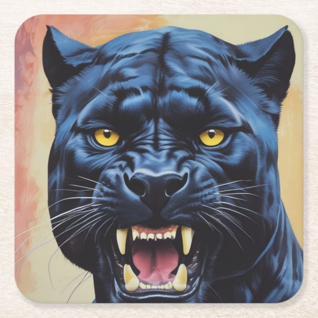 Jaguar - Black Panther  Square Paper Coaster (Front)