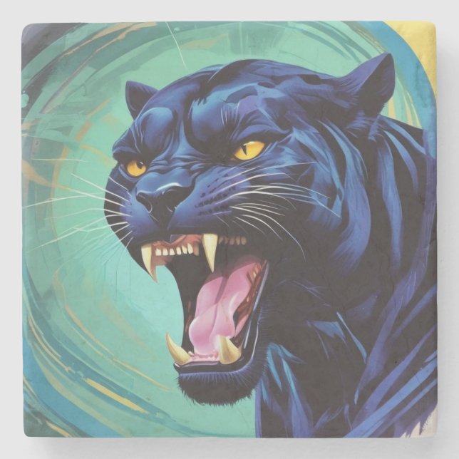 Jaguar - Black Panther  Stone Coaster (Front)