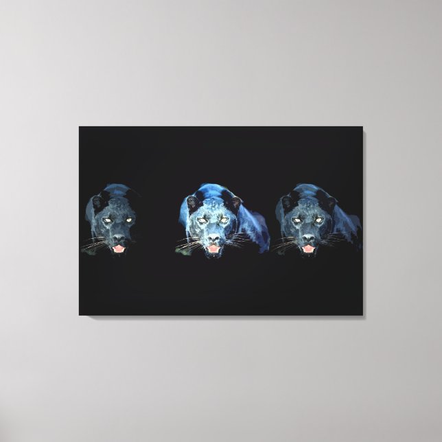 Jaguar - Black Panther Wrapped Canvas - 3 Canvases (Front)