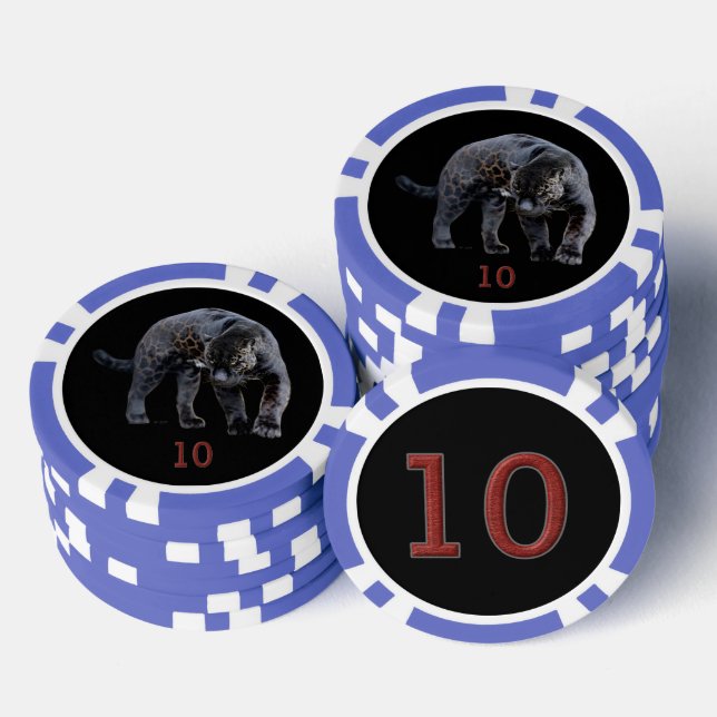 Jaguar Diablo black blue 10 striped poker chip (Stack)