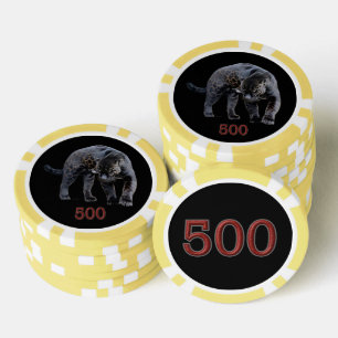Jaguar Diablo black yellow 500 striped poker chip