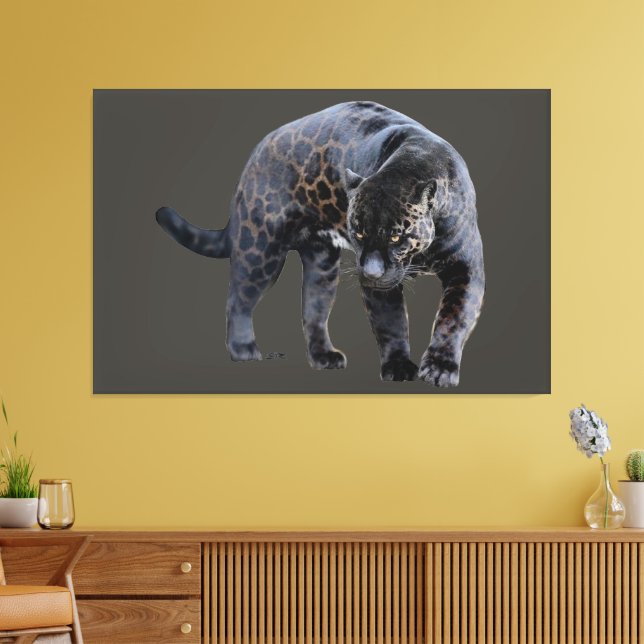 Jaguar Diablo grey canvas print (Insitu(LivingRoom))
