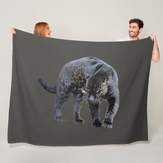 Jaguar Diablo grey fleece blanket (In Situ)