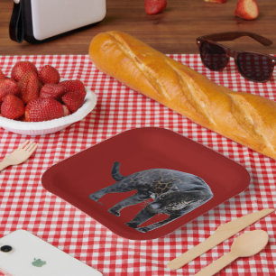 Jaguar Diablo red square paper plates