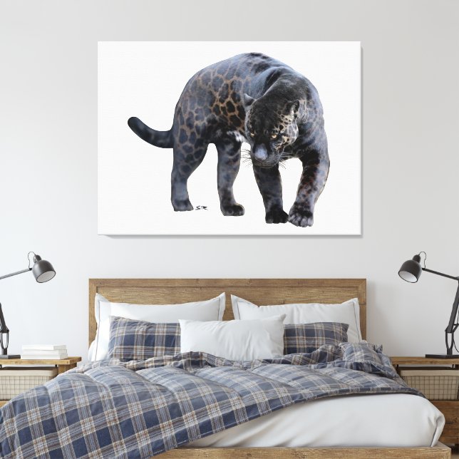 Jaguar Diablo white canvas print (Insitu(Bedroom))